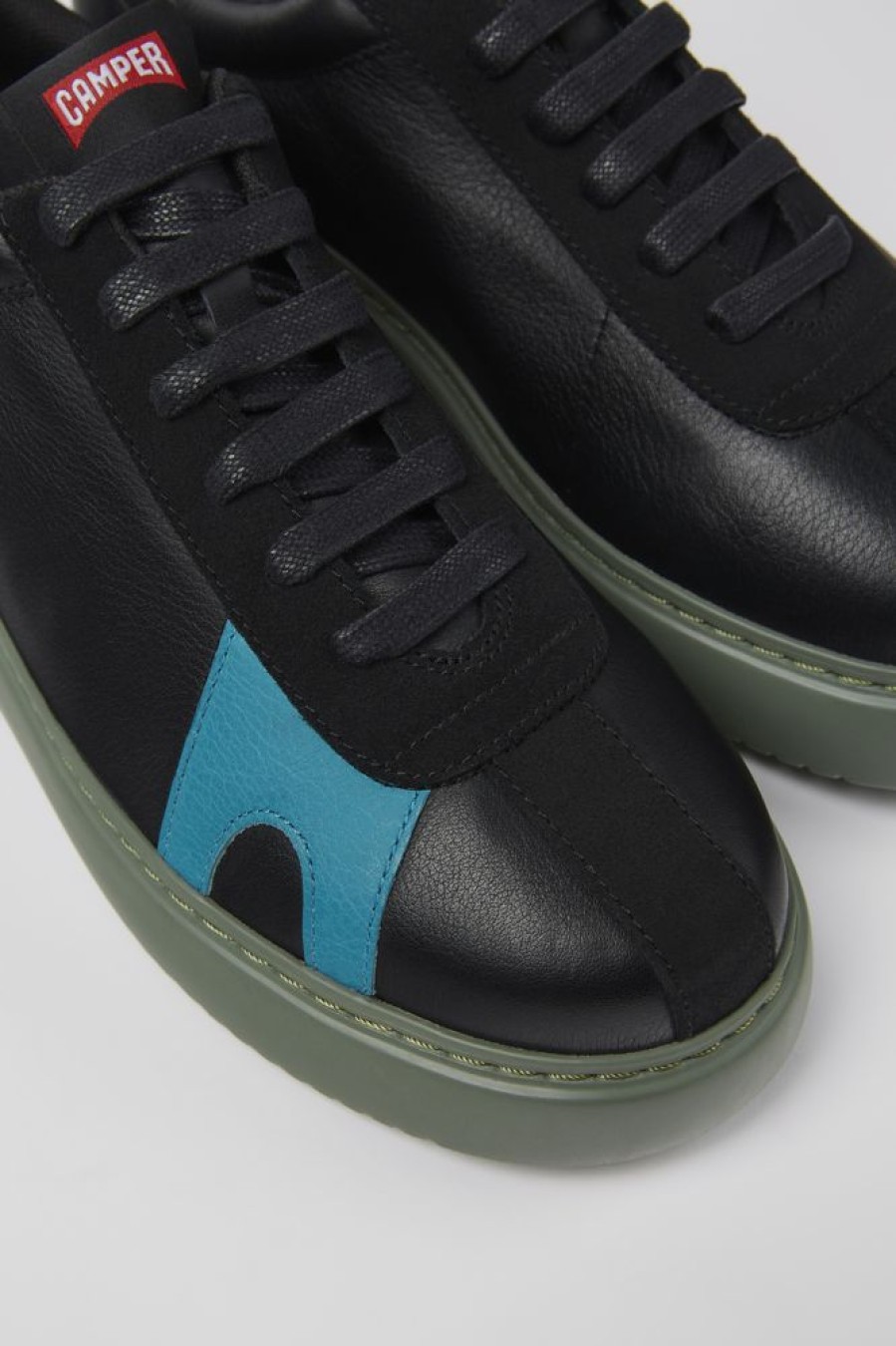 Maend CamperLab Casual Sko | Sorte Laeder Og Nubuck Sneakers Til Maend