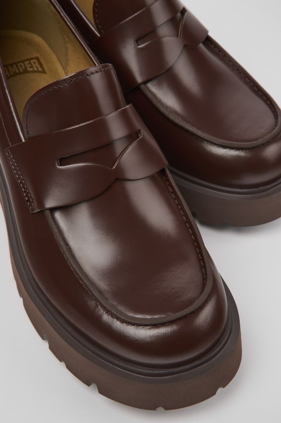 Kvinder CamperLab Haele | Burgundy Laeder Loafers Til Kvinder