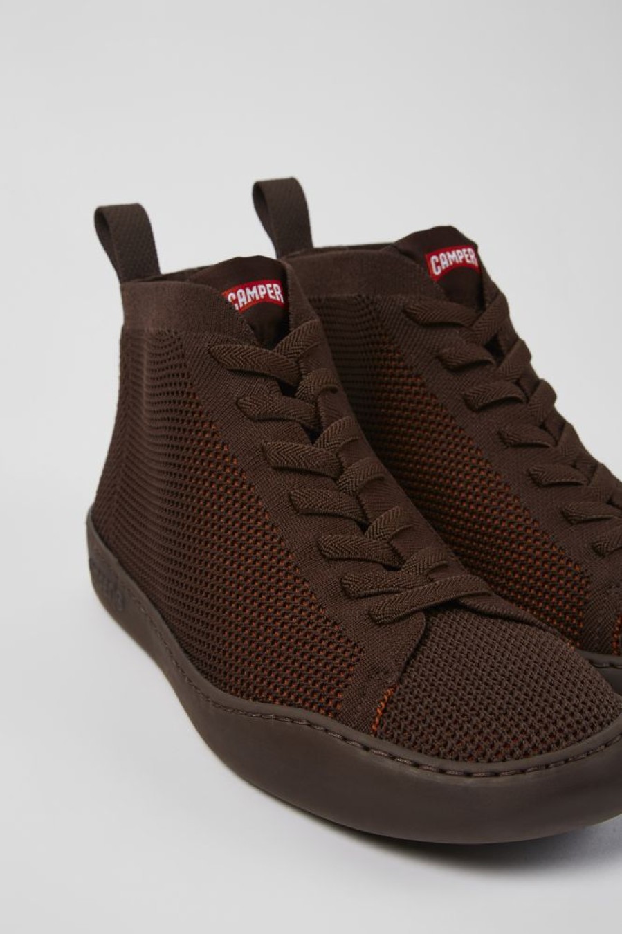 Maend CamperLab Casual Sko | Bourgogne Strikkede Sneakers I Et Stykke Til Maend