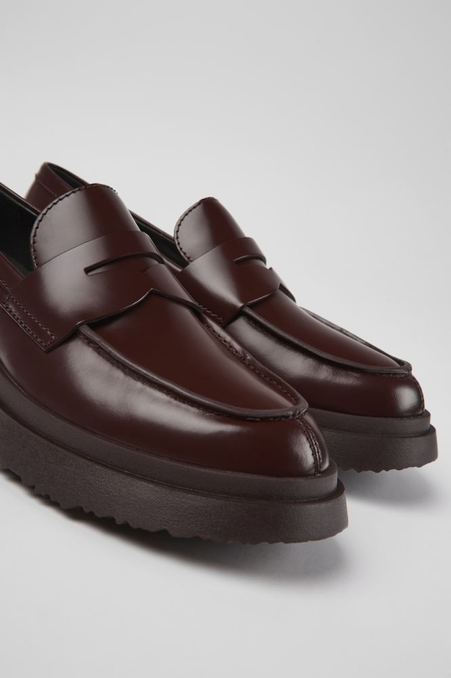 Kvinder CamperLab Formelle Sko | Burgundy Laeder Loafers Til Kvinder