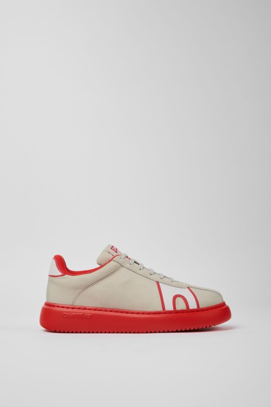 Kvinder CamperLab Sneakers | Gra Og Rod Tekstil Og Nubuck Sneakers Til Kvinder