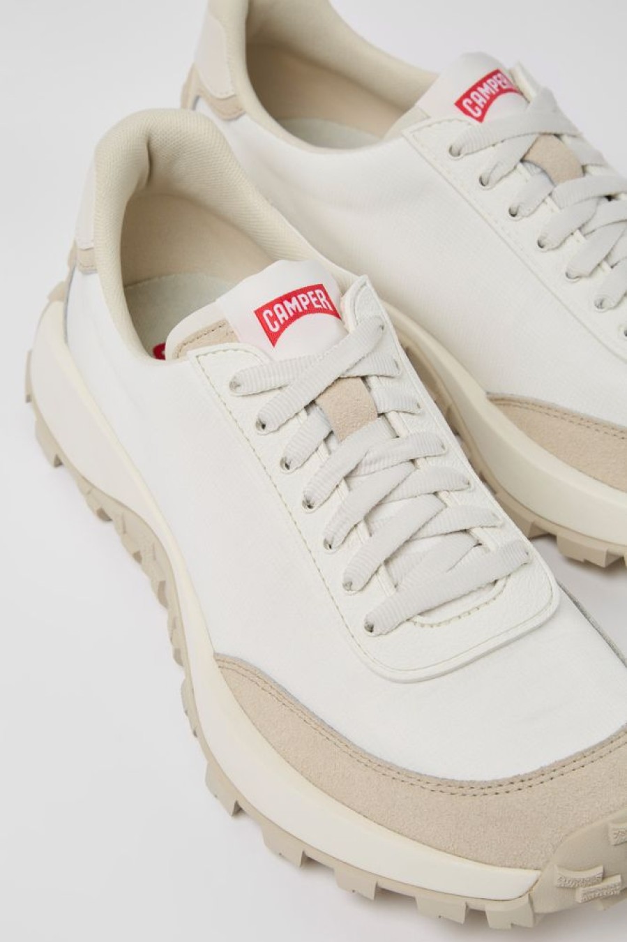 Maend CamperLab Sneakers | Hvide Tekstil Og Nubuck Sneakers Til Maend