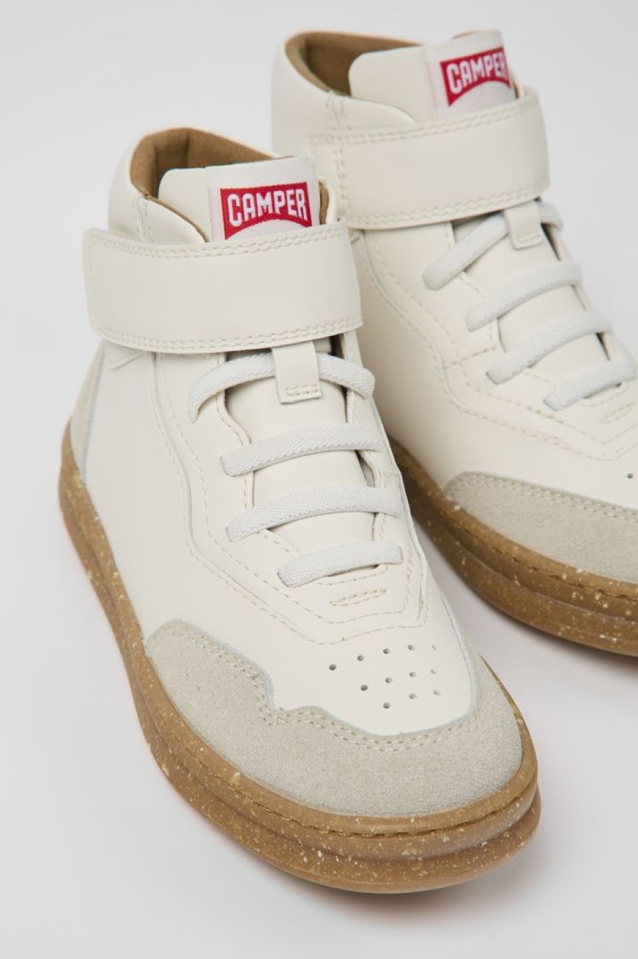 Born CamperLab Sneakers | Ankelstovler I Hvid Laeder Og Nubuck Til Born