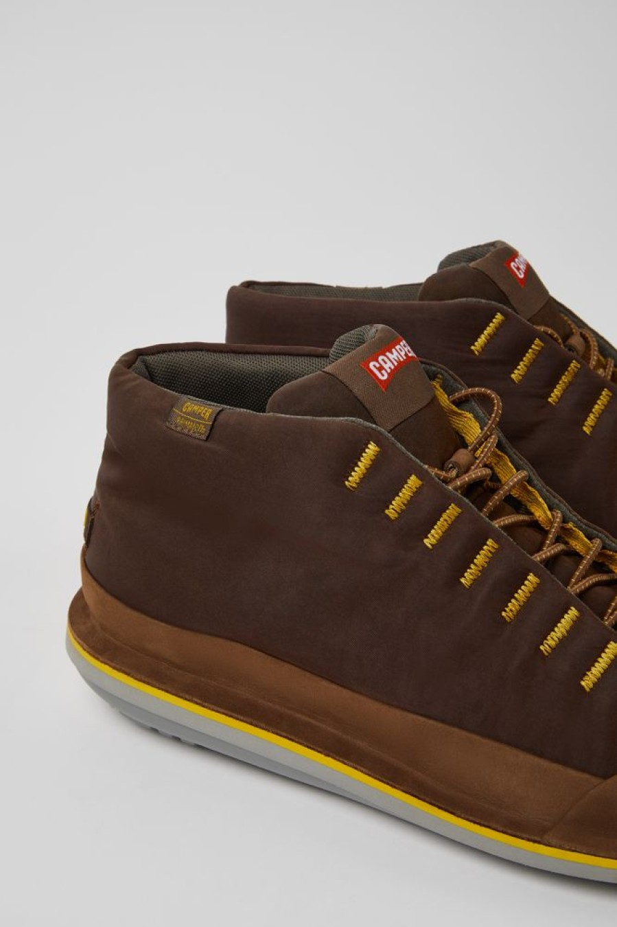 Maend CamperLab Casual Sko | Brune Tekstil- Og Nubuck-Ankelstovler Til Maend