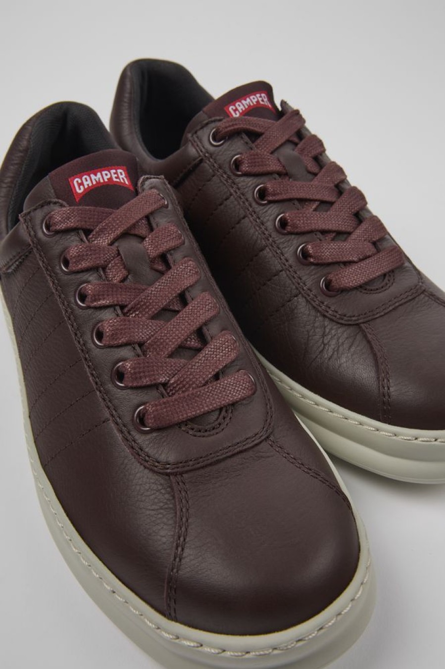 Maend CamperLab Casual Sko | Bourgogne Laeder Sneakers Til Maend