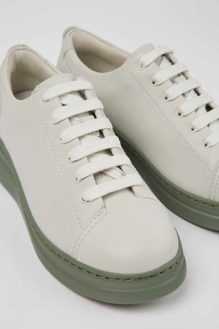 Kvinder CamperLab Sneakers | Hvide Ufarvede Laedersneakers Til Kvinder