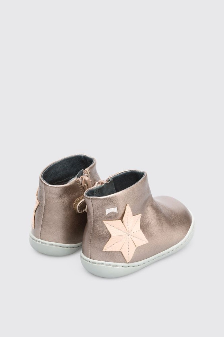 Born CamperLab Stovler | Beige Metallic Ankelstovle Med Lynlas Til Piger