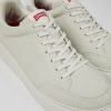 Maend CamperLab Casual Sko | Hvide Ufarvede Laedersneakers Til Maend