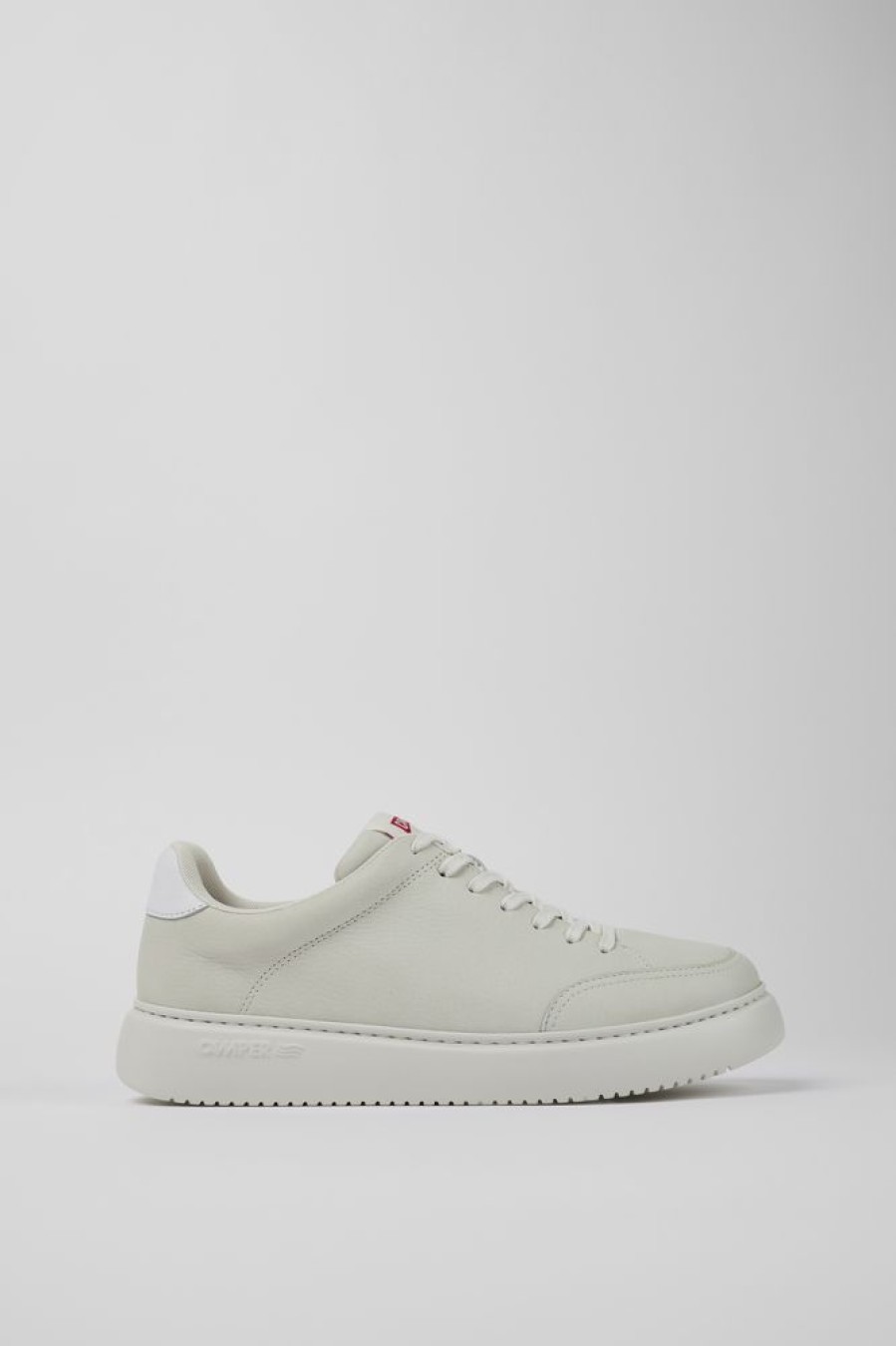 Maend CamperLab Casual Sko | Hvide Ufarvede Laedersneakers Til Maend