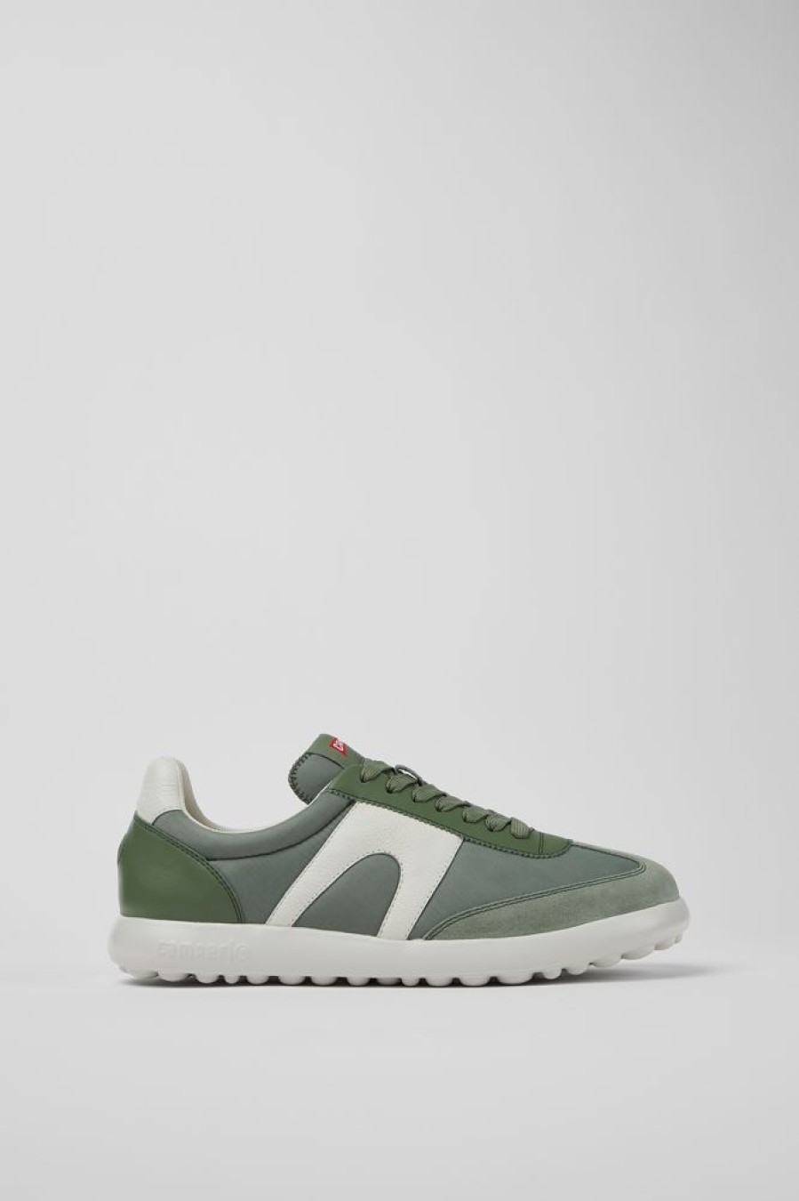 Maend CamperLab Casual Sko | Gronne Tekstil- Og Laedersneakers Til Maend