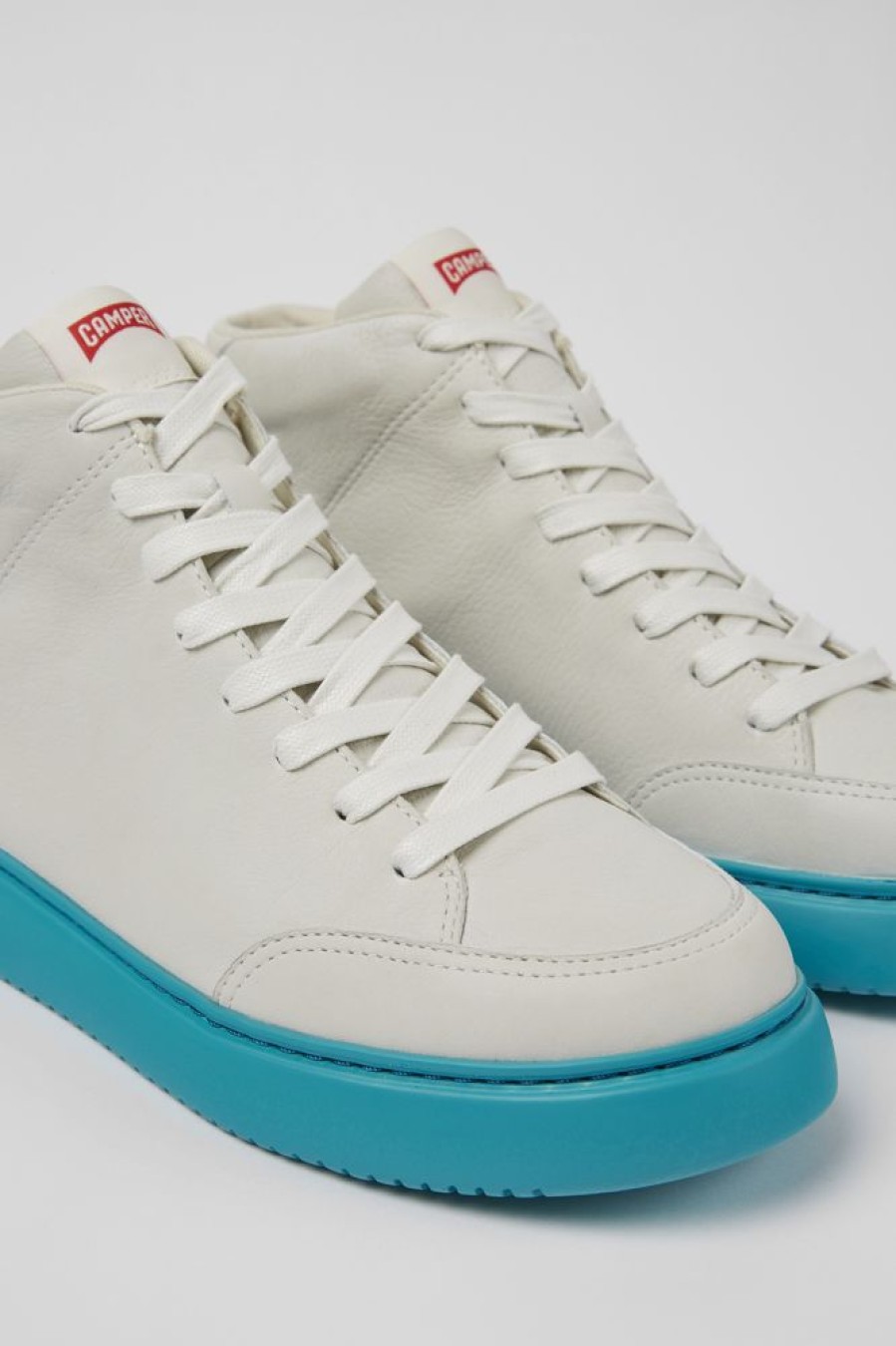 Maend CamperLab Casual Sko | Hvide Ufarvede Laedersneakers Til Maend