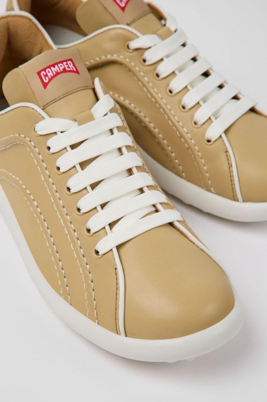 Kvinder CamperLab Sneakers | Beige Laeder Sneakers Til Kvinder