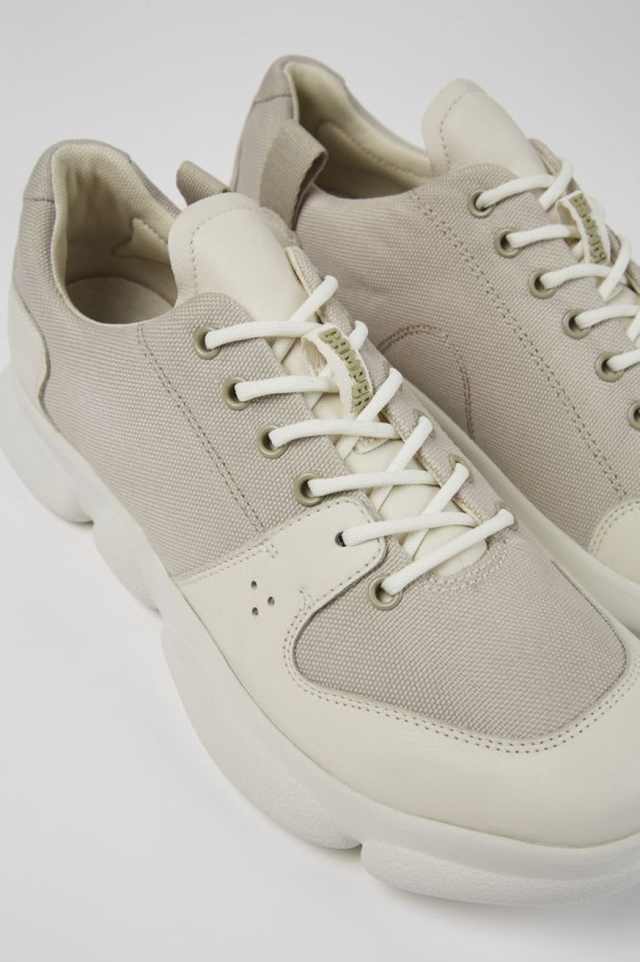 Maend CamperLab Casual Sko | Hvidt Laeder Og Genbrugte Pet Sneakers Til Maend