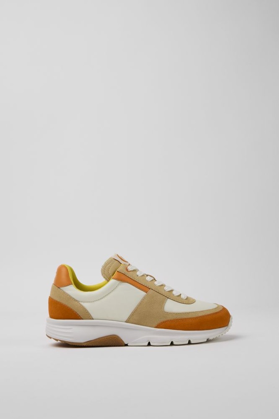 Kvinder CamperLab Sneakers | Hvide, Beige Og Orange Nubuck Sneakers Til Kvinder