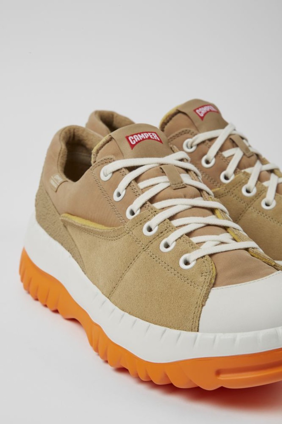 Maend CamperLab Casual Sko | Beige Genbrugstekstil Og Nubuck Sko Til Maend