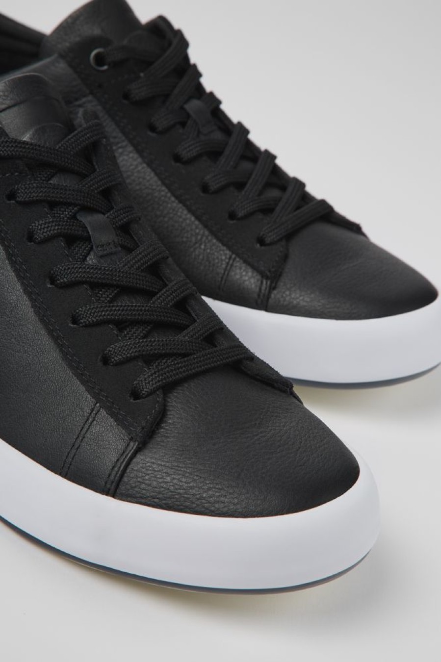 Maend CamperLab Sneakers | Sorte Laeder Og Nubuck Sneakers Til Maend