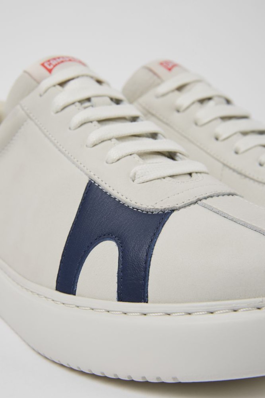 Maend CamperLab Casual Sko | Hvide Ufarvede Laedersneakers Til Maend