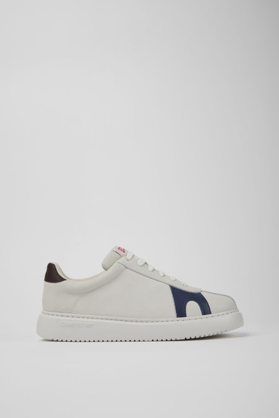 Maend CamperLab Casual Sko | Hvide Ufarvede Laedersneakers Til Maend