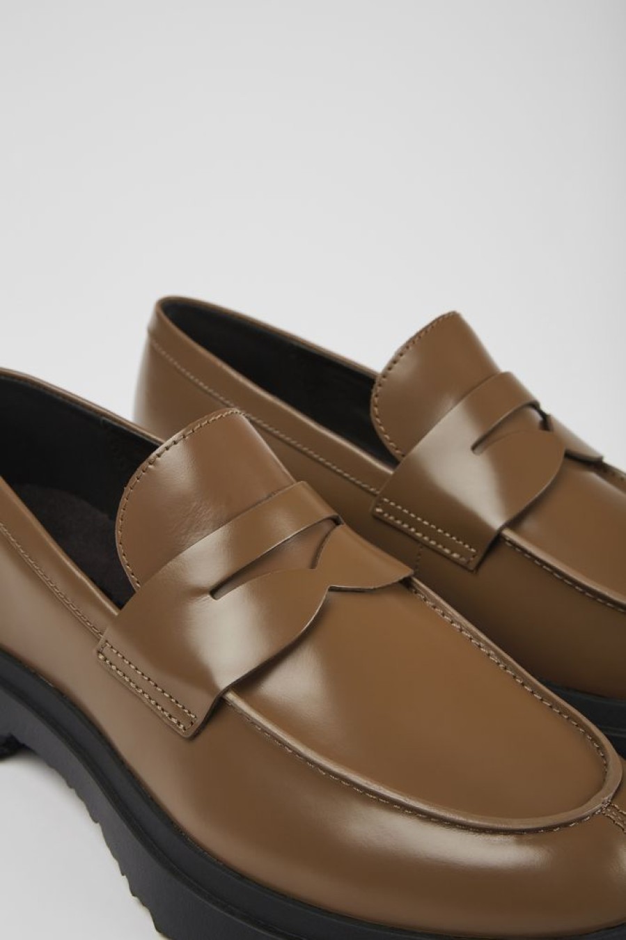 Maend CamperLab Formelle Sko | Brune Laeder Loafers Til Maend