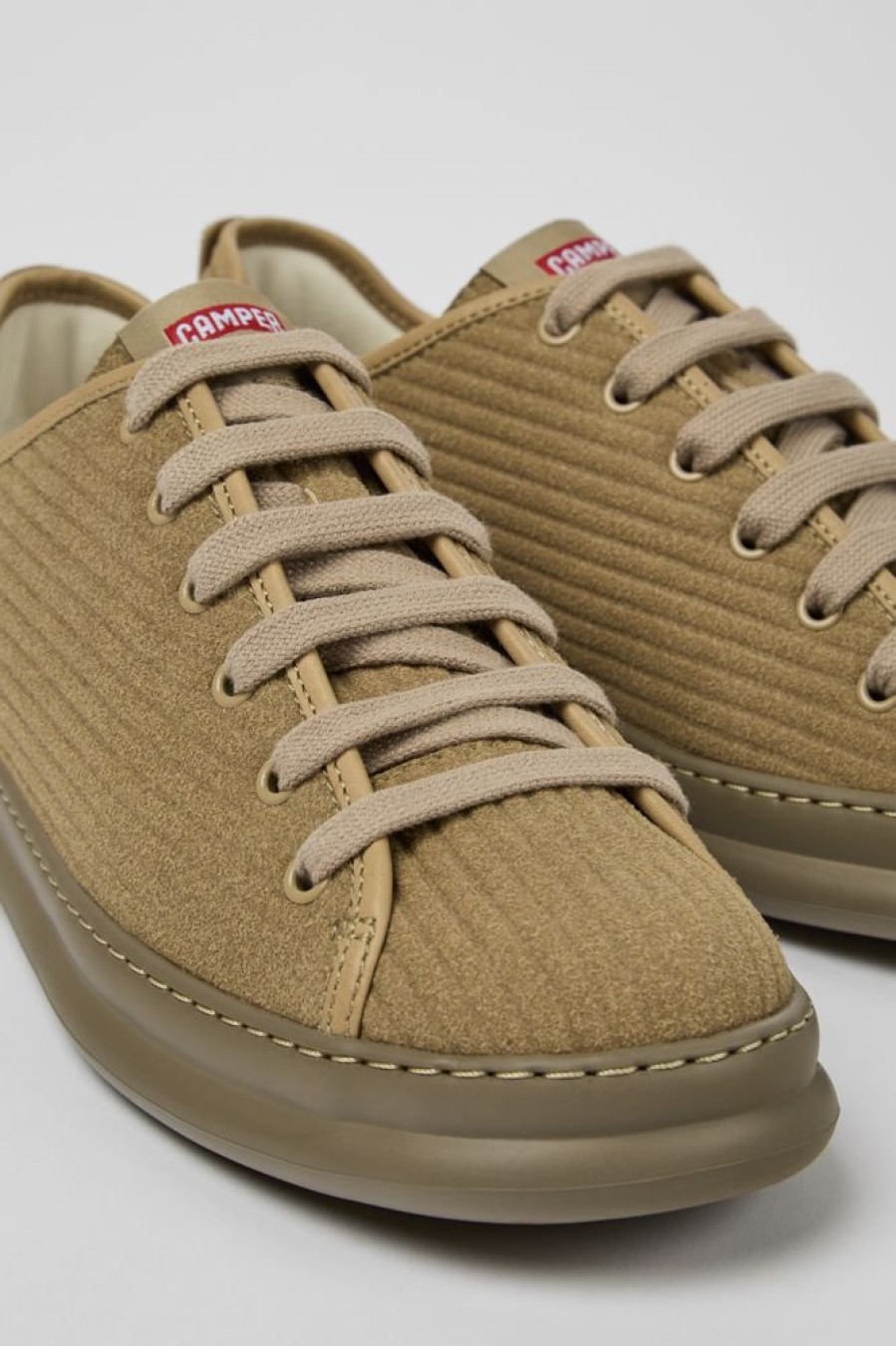 Maend CamperLab Sneakers | Beige Laeder Og Nubuck Sneakers Til Maend